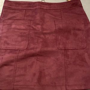 Burgundy suede mini skirt